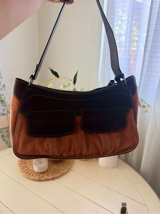 Cole Haan Handbags - Cole Haan Two-Tone Brown Suede and Leather Shoulder Bag